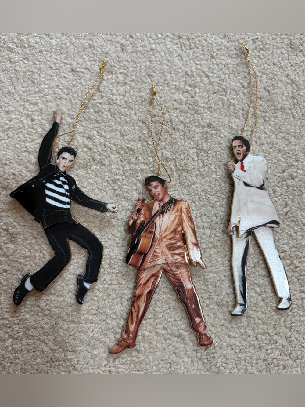 Bradford Editions Rockin’ ‘n’ Rollin’ Elvis Presley Set of 3 Christmas Ornaments